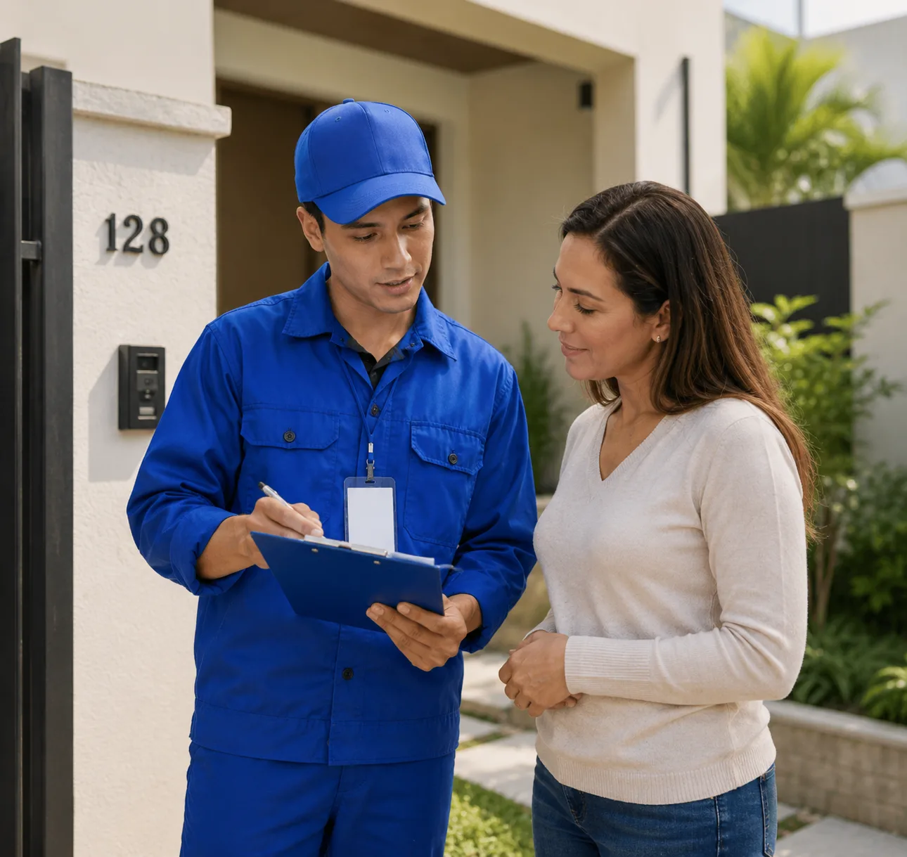 Técnico da Desentupidora Hidro forte 24h atendendo cliente